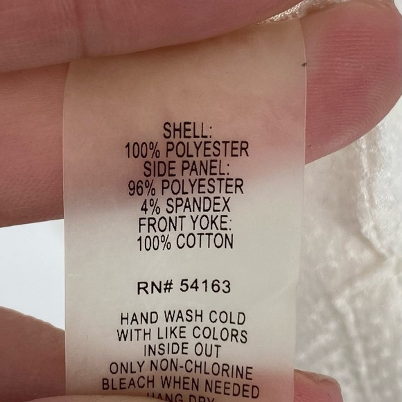 Calvin Klein white sheer blouse with roll up button adjustable sleeves med - Picture 8 of 11